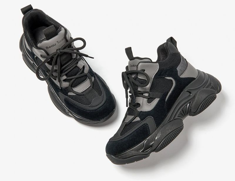 Raguel Mesh Platform Sneaker Voor Dames - Zwart