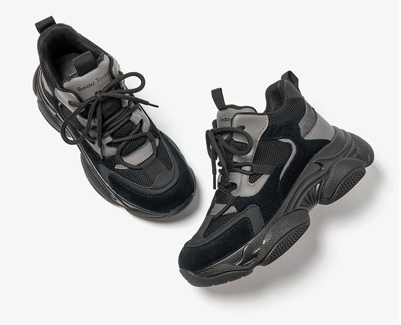 Raguel Mesh Platform Sneaker Voor Dames - Zwart
