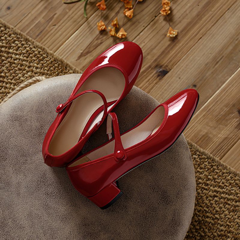 Raimel Dames Patent Leather Lage Hak Pumps - Rood