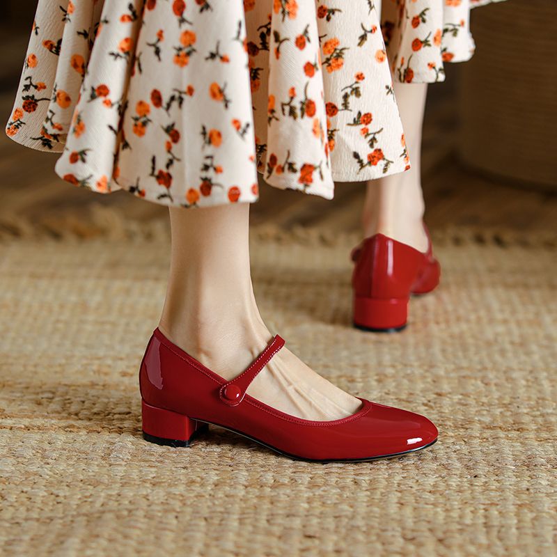 Raimel Dames Patent Leather Lage Hak Pumps - Rood