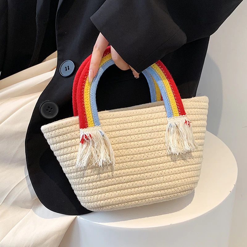 Rainbow Handtas Voor Dames Met Kleine Handgreep - Beige