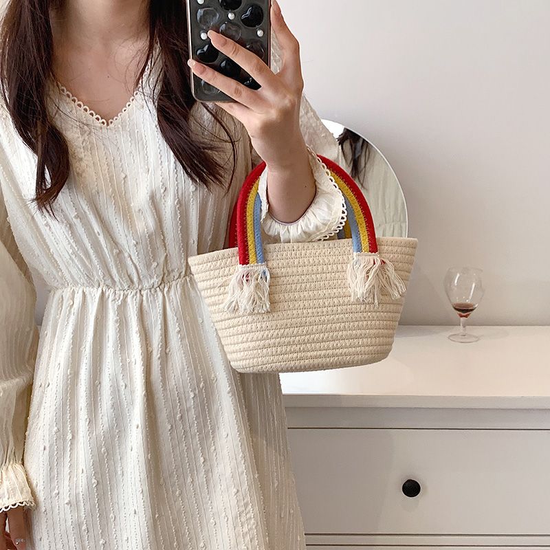 Rainbow Handtas Voor Dames Met Kleine Handgreep - Beige