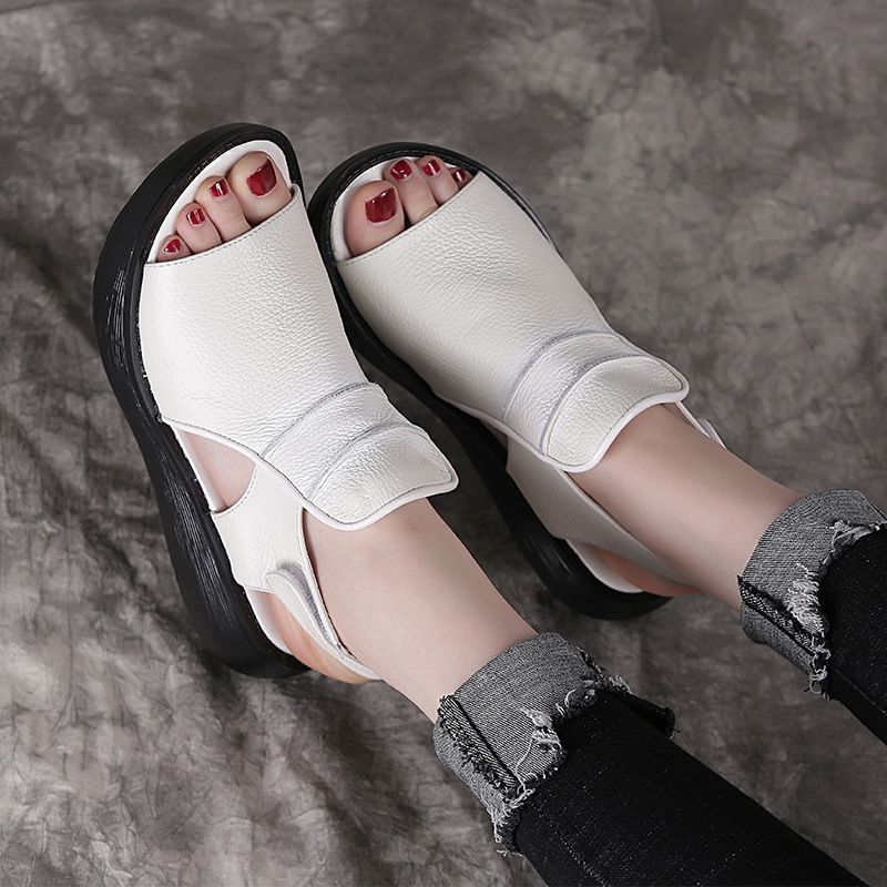 Raiza Dames Platform Peep Toe Sandalen - Zwart
