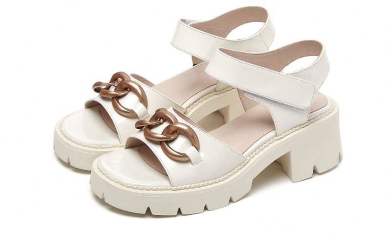 Ramona Dames Platform Leren Sandaal - Zwart