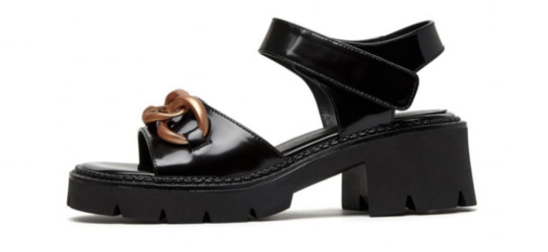 Ramona Dames Platform Leren Sandaal - Zwart