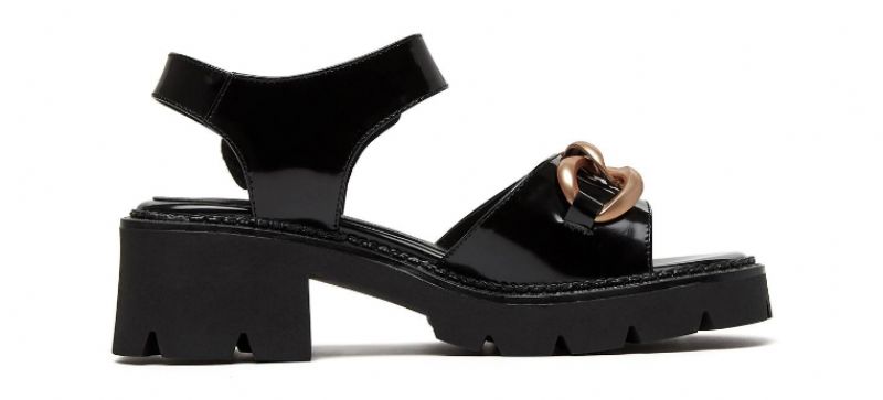 Ramona Dames Platform Leren Sandaal - Zwart