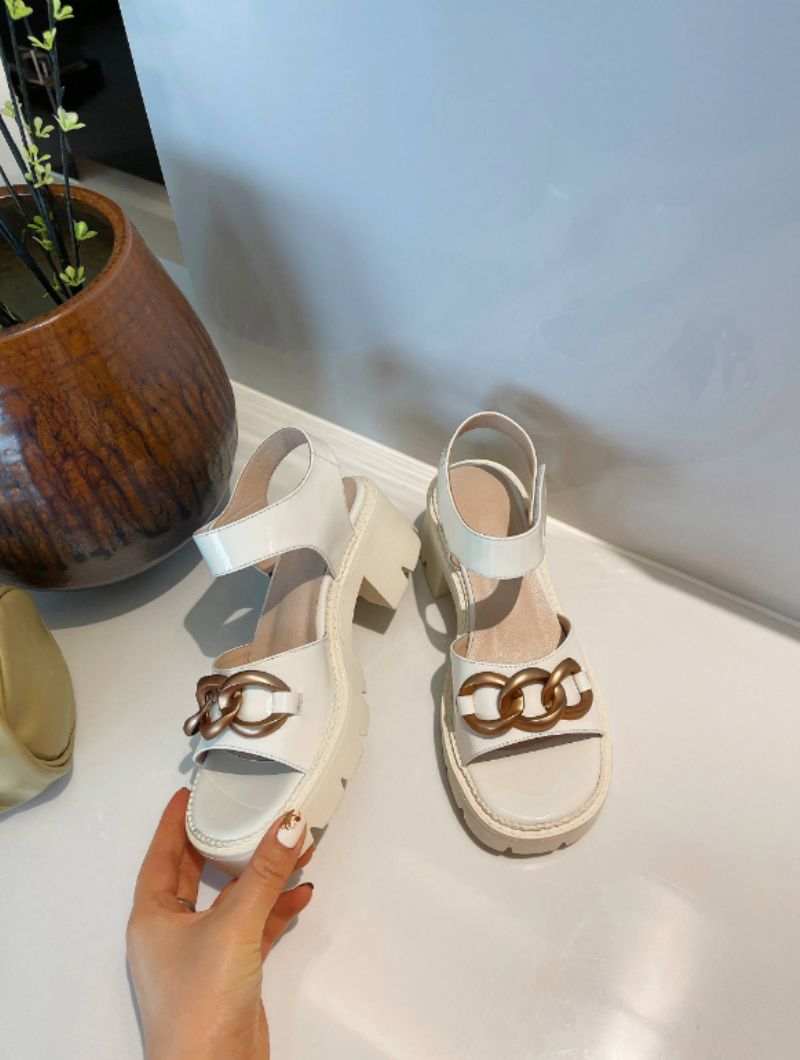 Ramona Dames Platform Leren Sandaal - Zwart