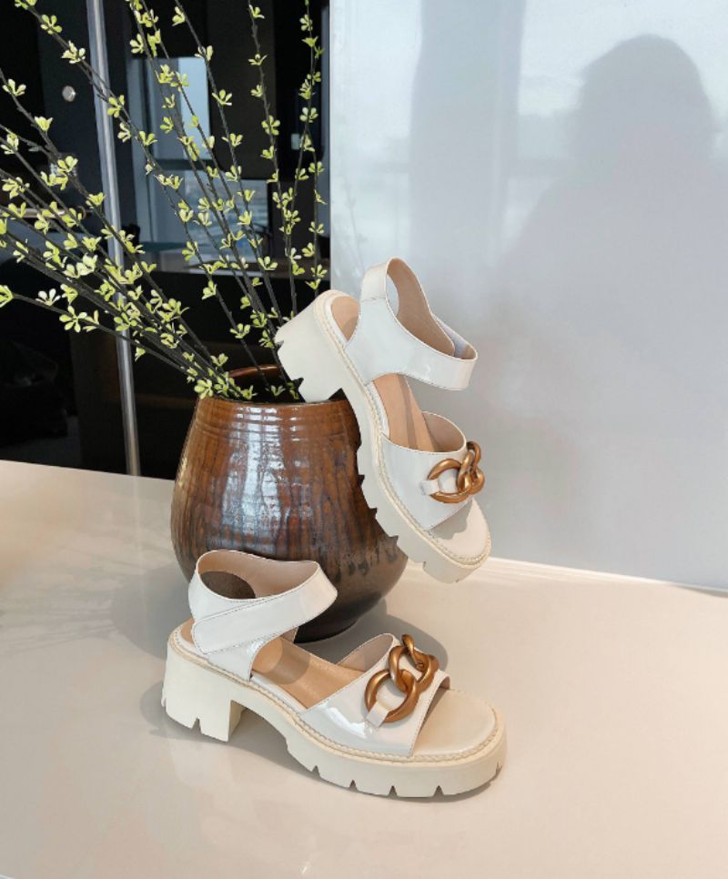 Ramona Dames Platform Leren Sandaal - Zwart