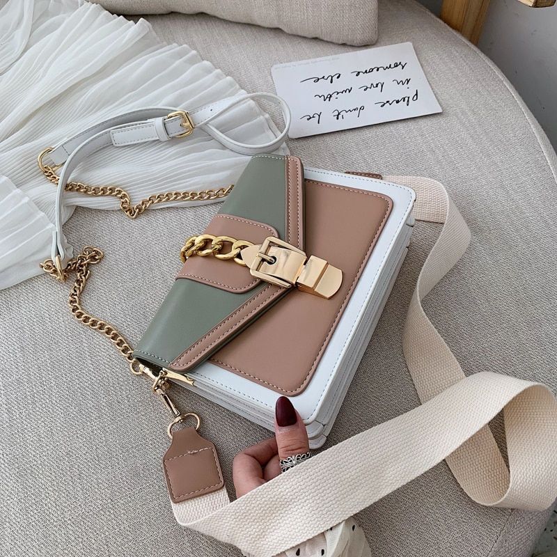 Randa Handtas Voor Dames Kleine Luxe Leren Crossbody Met Ketting - Groen