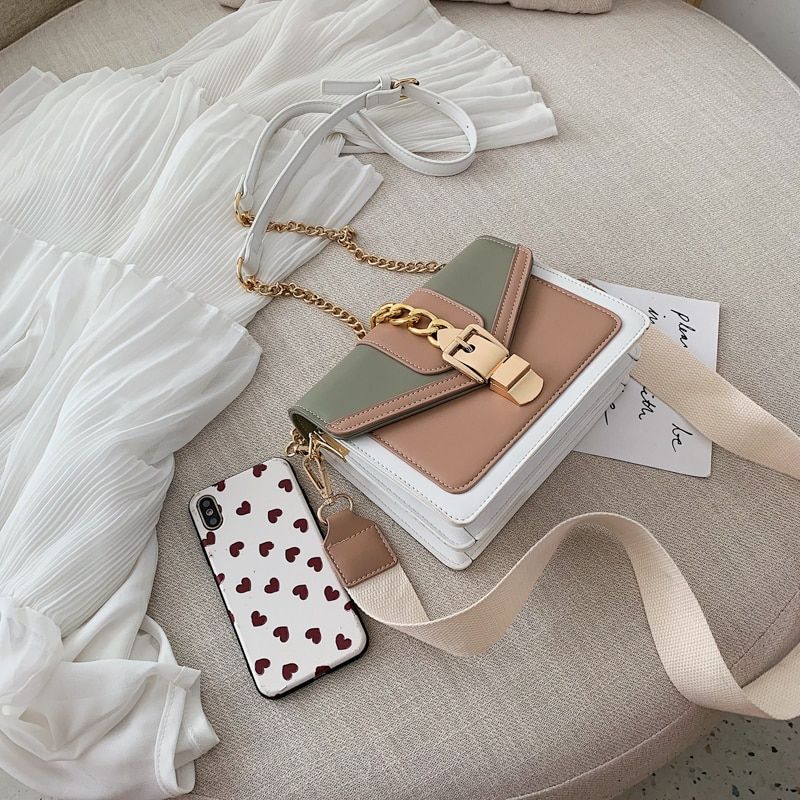 Randa Handtas Voor Dames Kleine Luxe Leren Crossbody Met Ketting - Groen