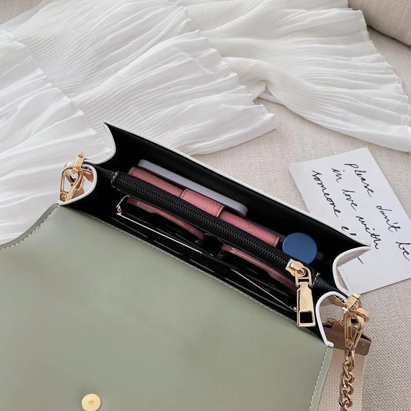 Randa Handtas Voor Dames Kleine Luxe Leren Crossbody Met Ketting - Groen