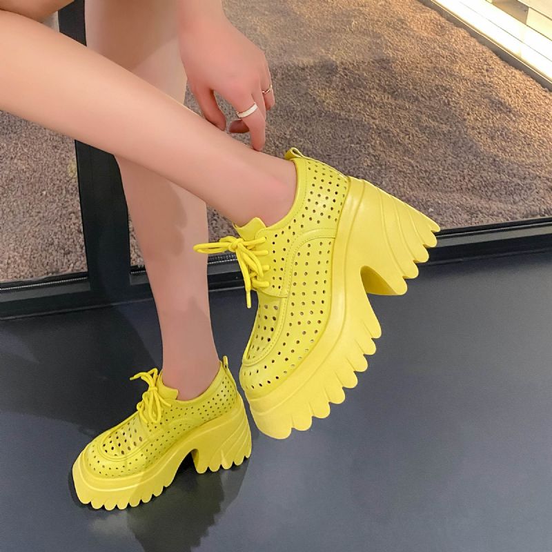 Ranya Dames Ademende Platform Schoenen - Geel