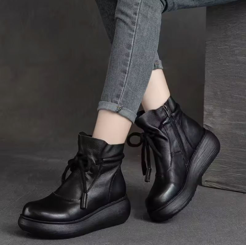 Raquela Dames Platform Enkellaarsjes - Bruin