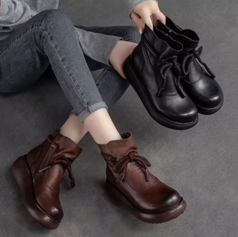 Raquela Dames Platform Enkellaarsjes - Bruin