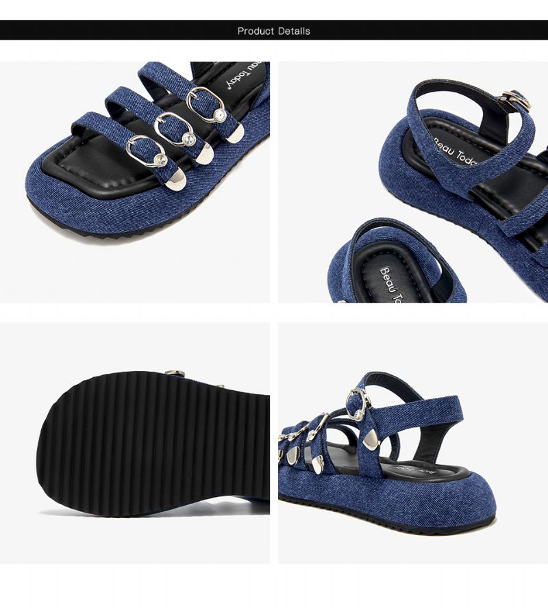 Regina Dames Leren Sandalen - Blauw