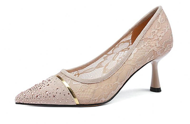 Reina Dames Bruiloft Hoge Hak Pumps Schoenen - Abrikoos