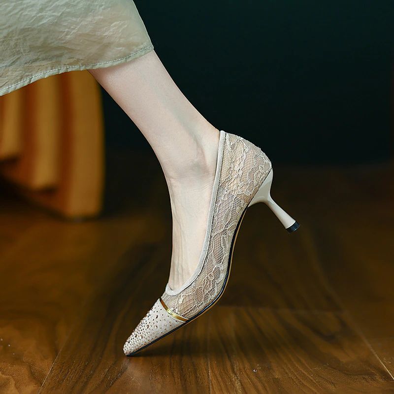 Reina Dames Bruiloft Hoge Hak Pumps Schoenen - Abrikoos