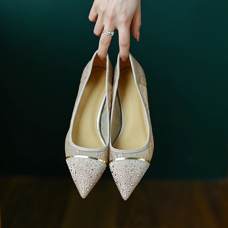 Reina Dames Bruiloft Hoge Hak Pumps Schoenen - Abrikoos