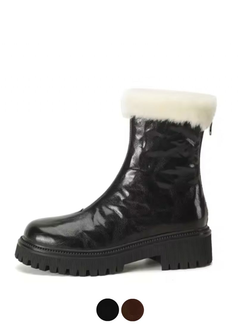 Reina Dames Platform Winter Enkellaarsjes