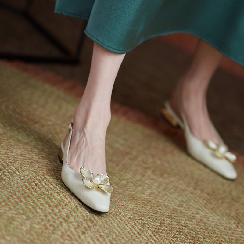 Reina Dames Slingback Pumps - Geel