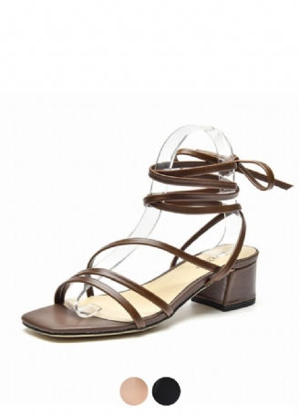 Reina Vintage Leren Sandalen Met Vierkante Neus Voor Dames