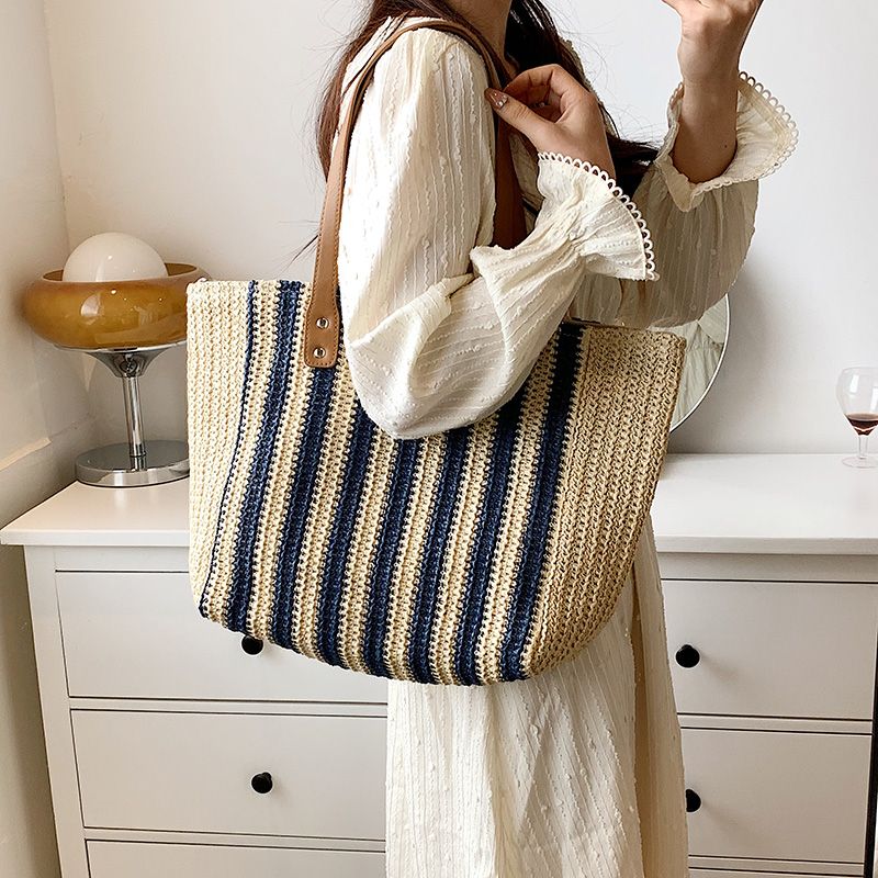 Rialto Dames Grote Geweven Handtas - Blauw
