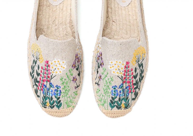 Riani Dames Geborduurde Espadrilles - Khaki