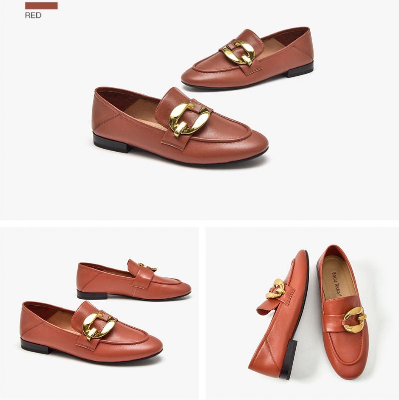 Rinaldi Dames Platte Leren Loafer Schoenen - Beige