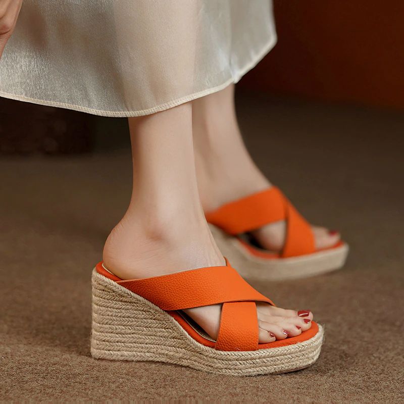 Rinchi Dames Comfortabele Wedges Sandaal - Bruin