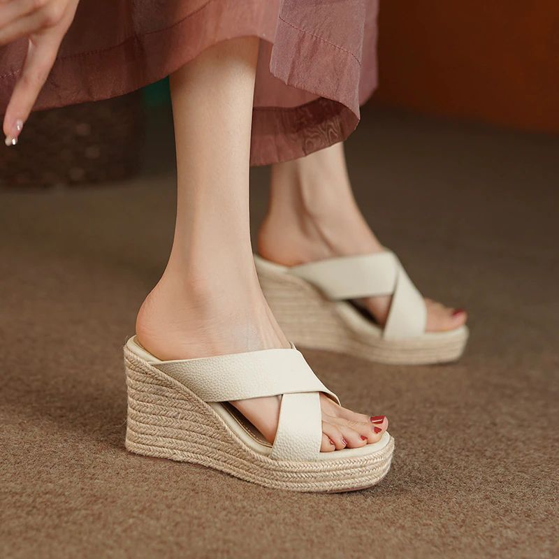 Rinchi Dames Comfortabele Wedges Sandaal - Bruin