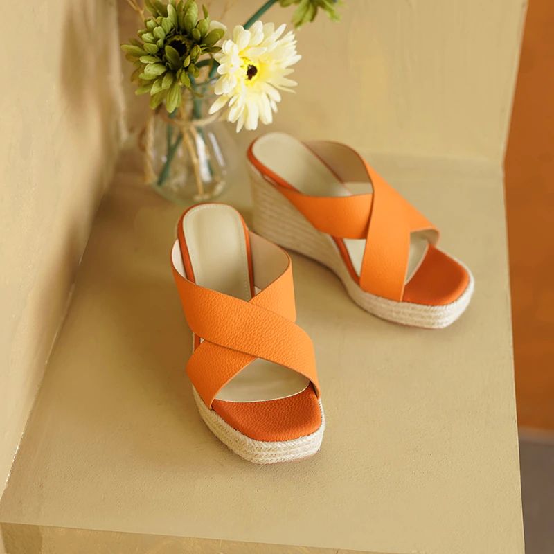 Rinchi Dames Comfortabele Wedges Sandaal - Bruin