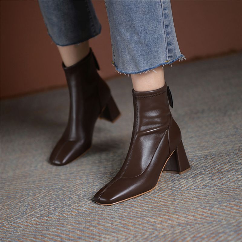 Rivera Dames Dress Boots Voor Op Kantoor - Bruin Zonder Bont