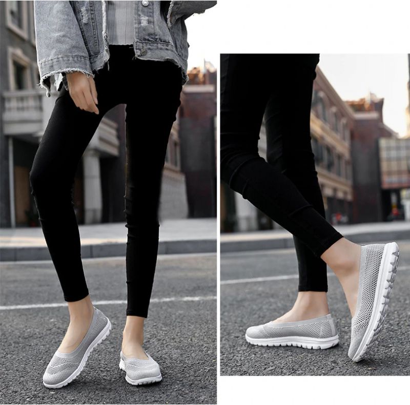 Roberta Dames Mode Ademende Mesh Loafers Zwarte Schoenen - Zwart