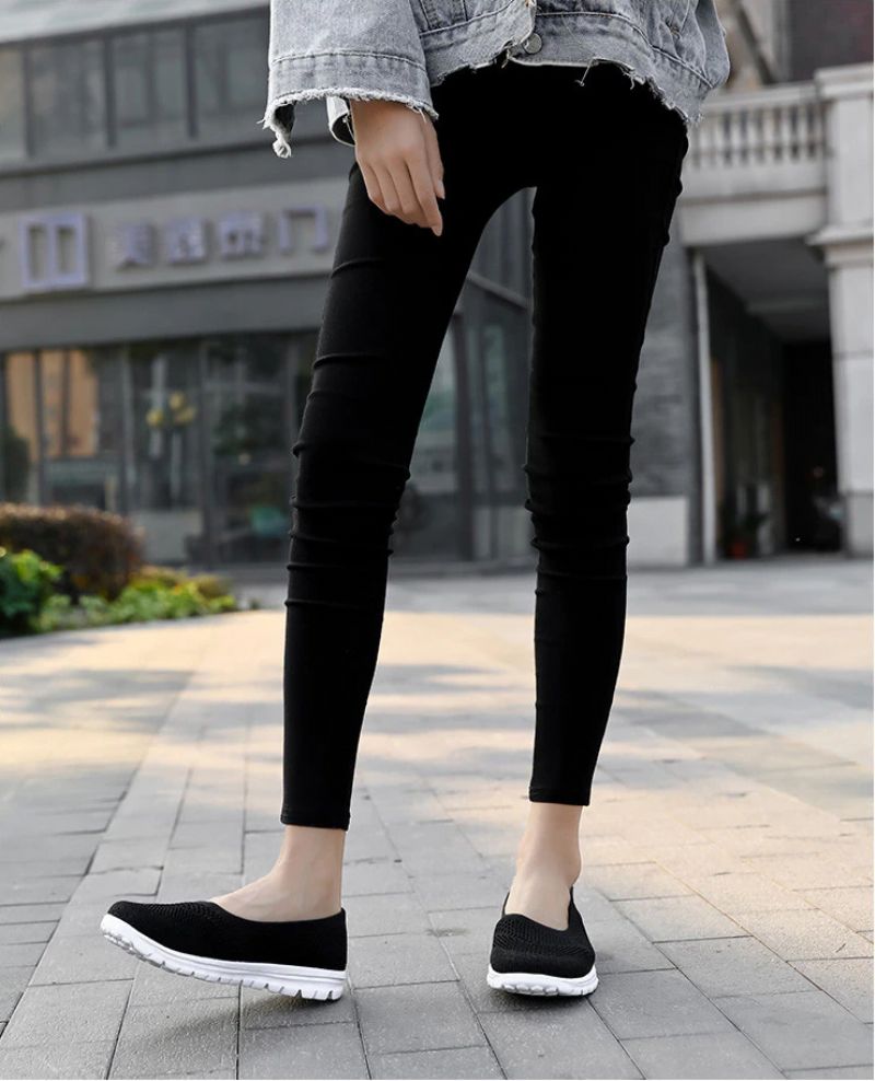 Roberta Dames Mode Ademende Mesh Loafers Zwarte Schoenen - Zwart