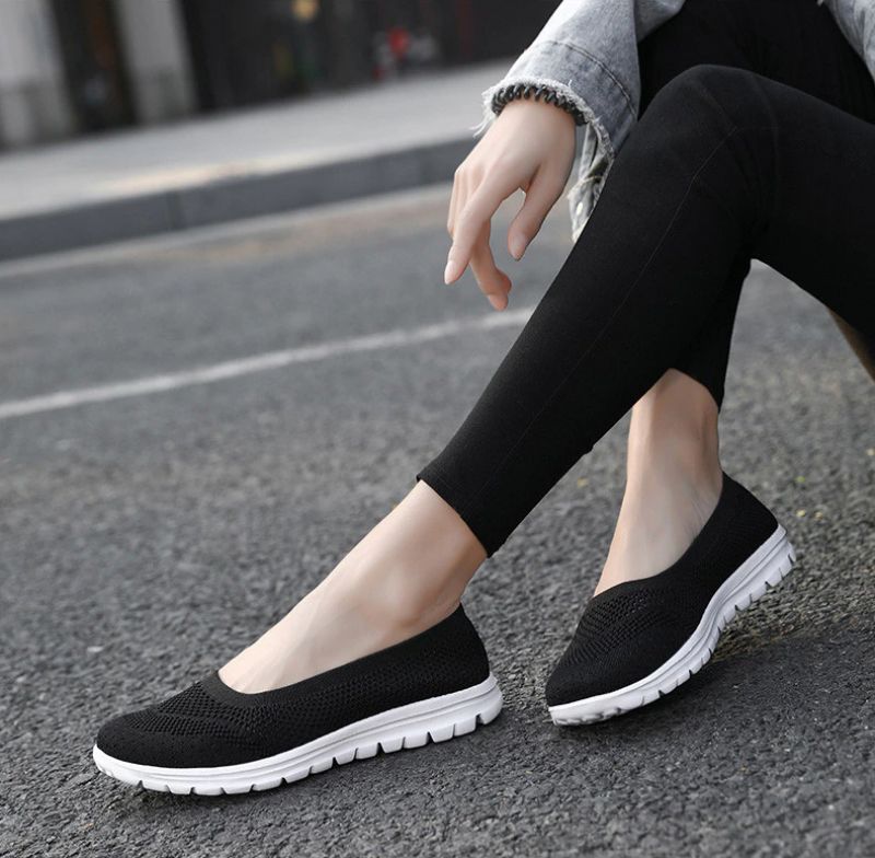 Roberta Dames Mode Ademende Mesh Loafers Zwarte Schoenen - Zwart