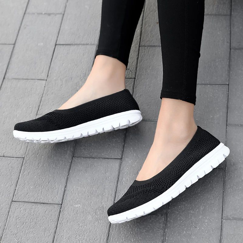 Roberta Dames Mode Ademende Mesh Loafers Zwarte Schoenen - Zwart