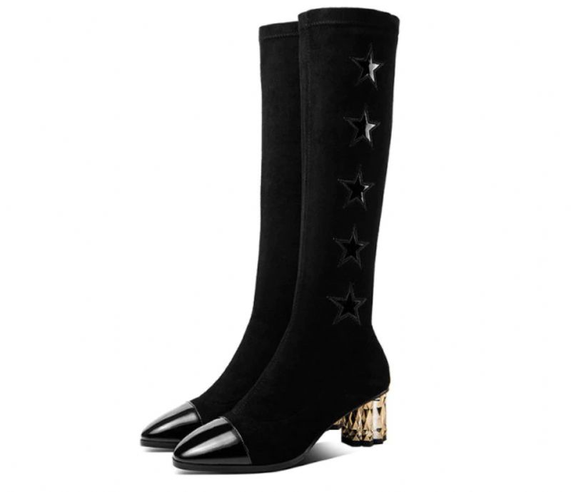 Rocha Dames Elegante Winter Kniehoge Laarzen - Zwart