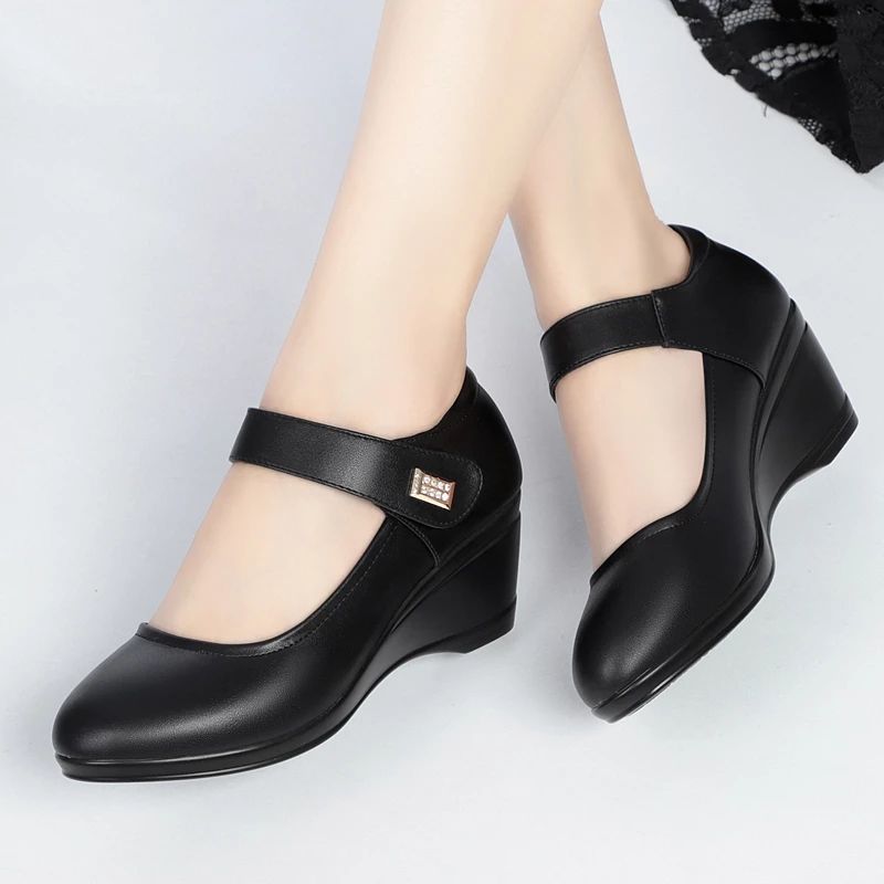 Romelia Dames Hoge Hak Wedges Schoenen - Zwart