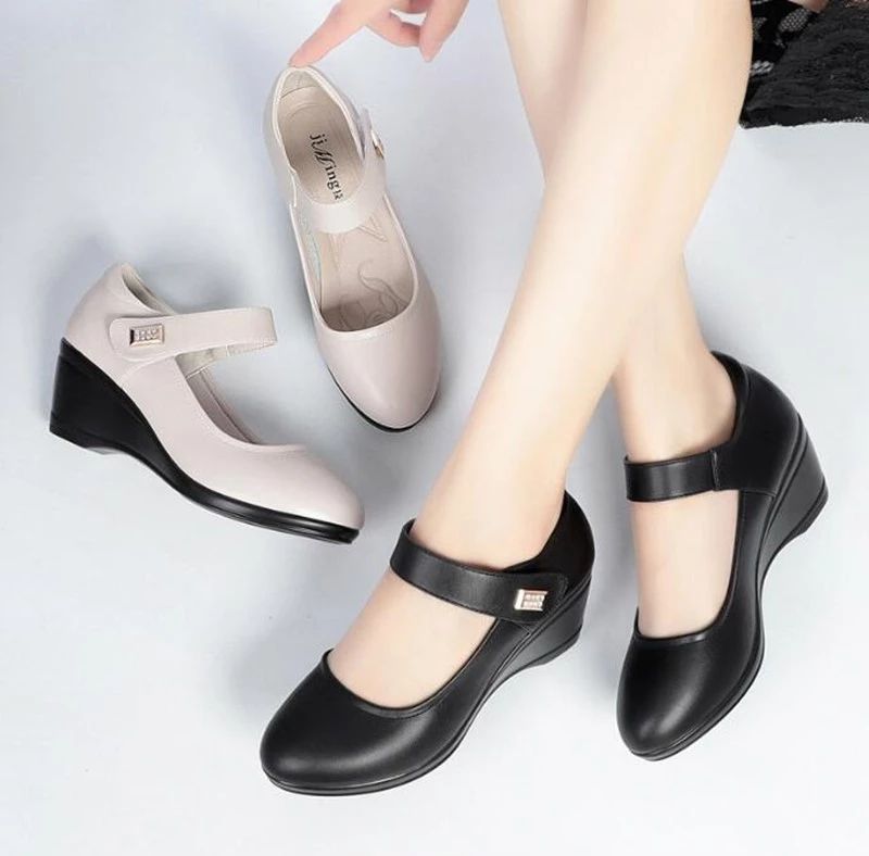 Romelia Dames Hoge Hak Wedges Schoenen - Zwart