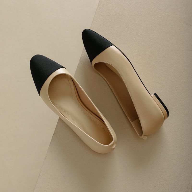 Rony Dames Leren Slip-on Pumps - Abrikoos Hak 2.5