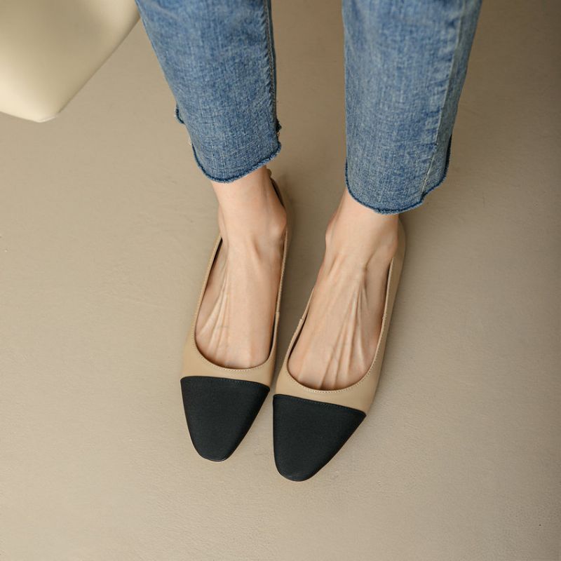 Rony Dames Leren Slip-on Pumps - Abrikoos Hak 2.5