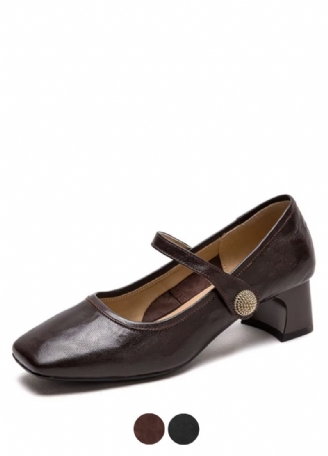 Rosa Dames Vierkante Teen Leren Pumps