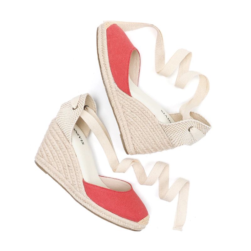 Rosalia Dames Wedges Espadrille Sandalen - Rood