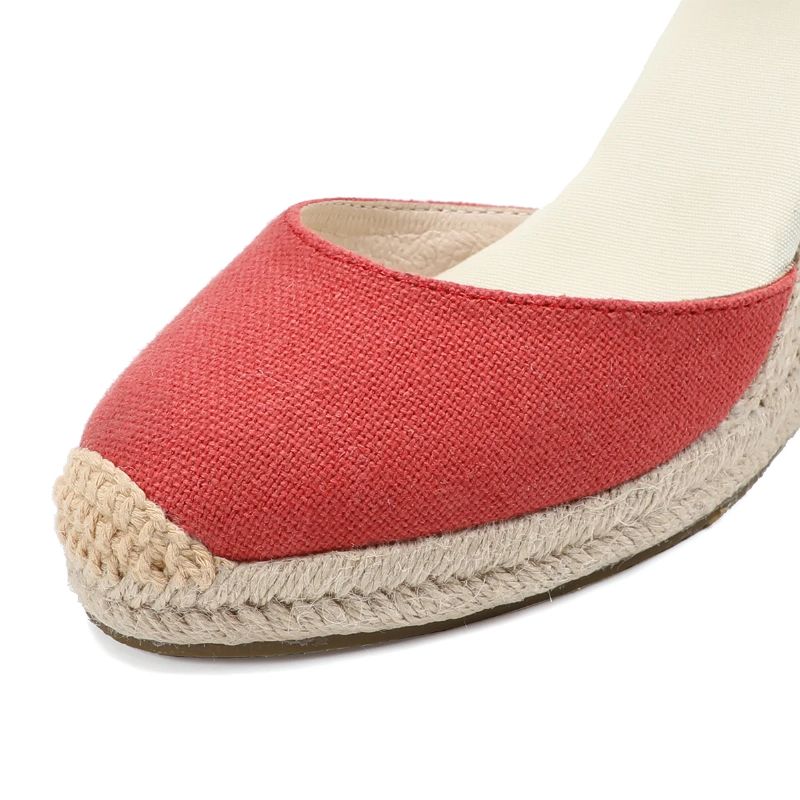 Rosalia Dames Wedges Espadrille Sandalen - Rood