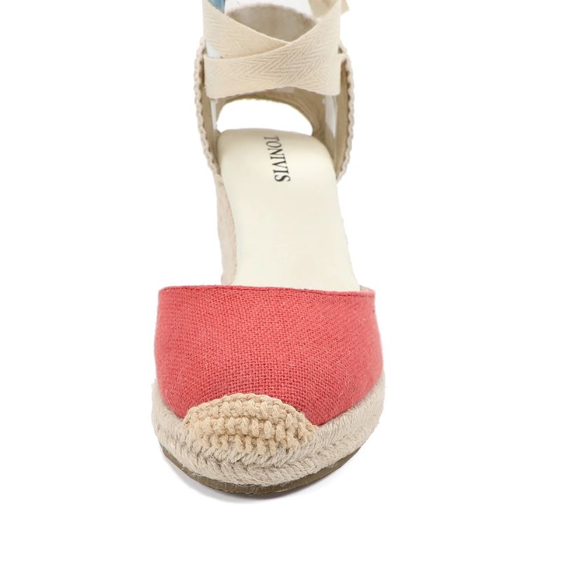 Rosalia Dames Wedges Espadrille Sandalen - Rood