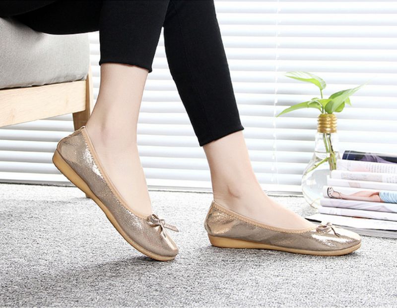 Rosario Dames Platte Schoenen - Goud