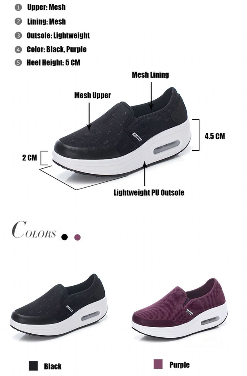 Rosaura Platform Slip-on Wandelschoenen Voor Dames Zwarte - Zwart