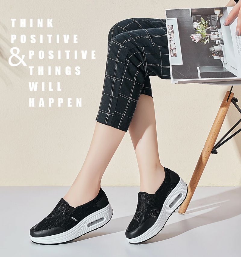 Rosaura Platform Slip-on Wandelschoenen Voor Dames Zwarte - Zwart