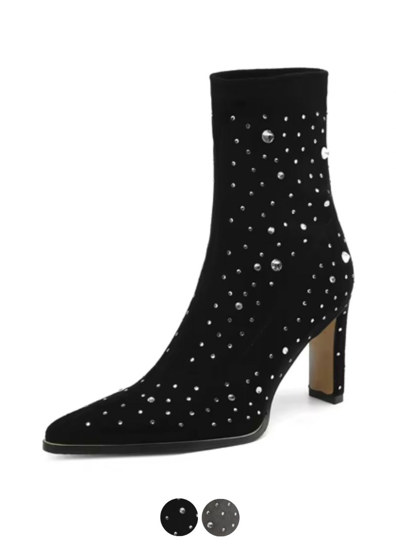 Rosaura Stretch Enkellaarsjes Voor Dames Met Strass