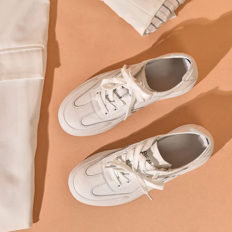 Rosie Dames Sneakers Plat Echt Leer - Wit